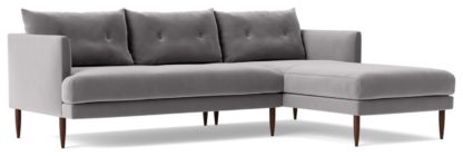 An Image of Swoon Kalmar Velvet Right Hand Corner Sofa - Granite Grey