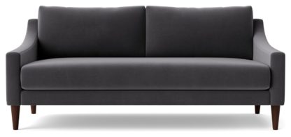 An Image of Swoon Turin Velvet 2 Seater Sofa - Silver Grey