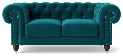 An Image of Swoon Winston Velvet 2 Seater Sofa - Ink Blue