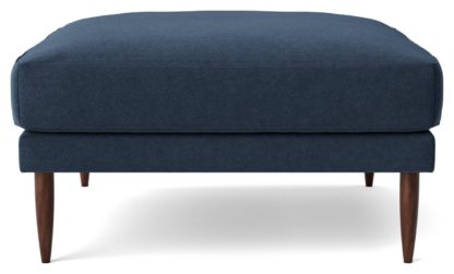 An Image of Swoon Kalmar Velvet Ottoman Footstool - Kingfisher Blue