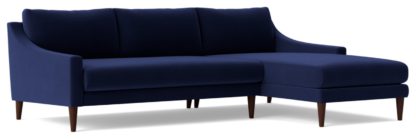 An Image of Swoon Turin Fabric Right Hand Corner Sofa - Indigo Blue