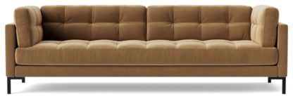 2c8bfade1bc3f8be8cc91278d8cebd4bb288f031fa159d2de9651969bf30c293-1.jpg An Image of Swoon Landau Velvet 3 Seater Sofa - Biscuit