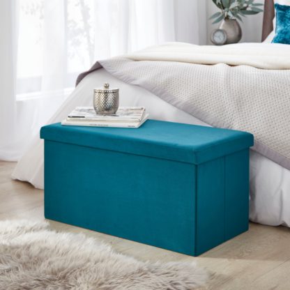 An Image of Adele Faux Linen Foldable Ottoman Sage