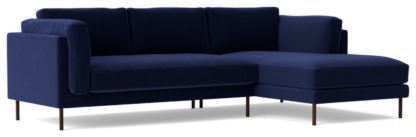 An Image of Swoon Munich Fabric Right Hand Corner Sofa - Indigo Blue