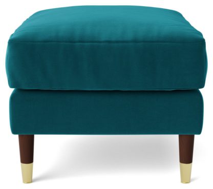 An Image of Swoon Rieti Velvet Ottoman Footstool - Biscuit