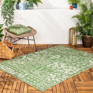 An Image of furn. Forage Garden Washable Indoor Outdoor Rug Green