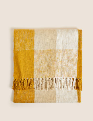 An Image of M&S Pure Cotton Checked Throw