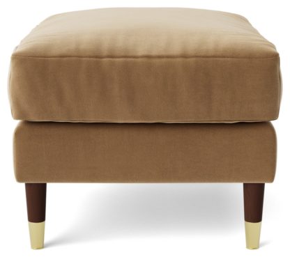 An Image of Swoon Rieti Velvet Ottoman Footstool - Biscuit