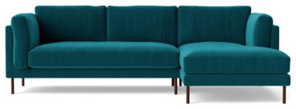 An Image of Swoon Munich Fabric Right Hand Corner Sofa - Indigo Blue