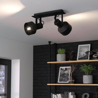 An Image of Eglo Casibare 2 Lamp Spotlight - Black