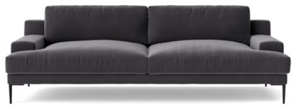 An Image of Swoon Almera Velvet 3 Seater Sofa - Biscuit