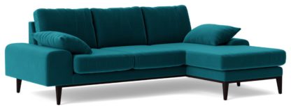 An Image of Swoon Tulum Velvet Right Hand Corner Sofa - Silver Grey
