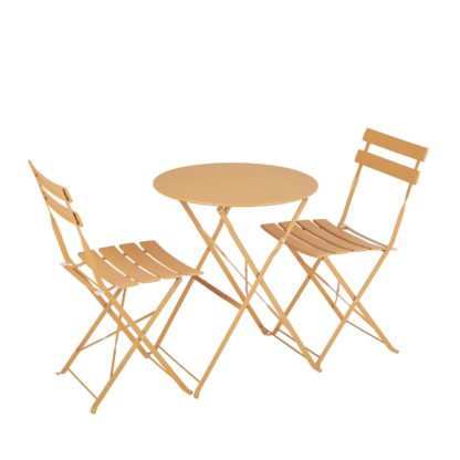 353fbb2bbb37b33e0479c7bfbca834ff2965ccfee861ba5c160afc0e867905e0.jpg An Image of Millie Metal Bistro Set - Yellow