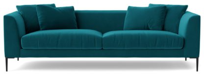 An Image of Swoon Alena Velvet 3 Seater Sofa - Fern Green