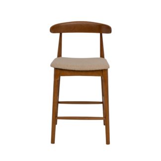 An Image of Elements Alva Bar Stool Chateaux Grey Boucle Off-White
