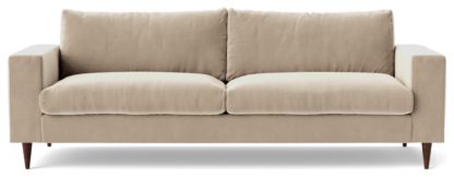 An Image of Swoon Evesham Velvet 3 Seater Sofa - Ink Blue