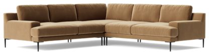An Image of Swoon Almera Velvet 5 Seater Corner Sofa - Biscuit