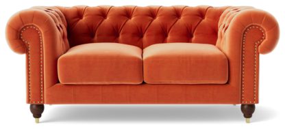 An Image of Swoon Winston Velvet 2 Seater Sofa - Burnt Orange