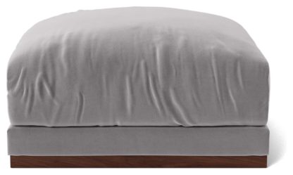 An Image of Swoon Denver Velvet Ottoman Footstool - Biscuit