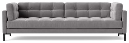 An Image of Swoon Landau Velvet 3 Seater Sofa - Silver Grey
