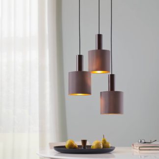 An Image of Eglo Concessa 1 3 Lamp Pendant Ceiling Light - Cappuccino & Gold