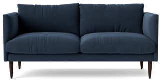 An Image of Swoon Luna Fabric 2 Seater Sofa - Indigo Blue