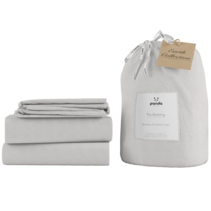 An Image of Panda Linen Bedding Set - Silver Lining Grey - 5ft King Size