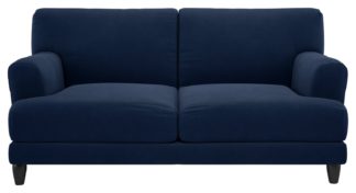 An Image of Habitat Askem 2 Seater Velvet Sofa - Navy