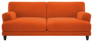 An Image of Habitat Askem 3 Seater Velvet Sofa - Orange