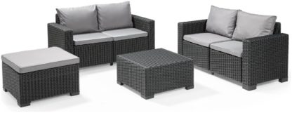 An Image of Keter California 2 Seater Plastic Garden Sofa Set - Grey