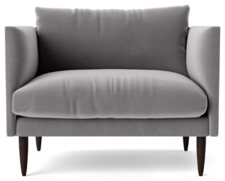 An Image of Swoon Luna Velvet Cuddle Chair - Silver Grey