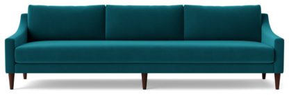 An Image of Swoon Turin Velvet 4 Seater Sofa - Ink Blue