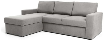 An Image of Argos Home Miller Fabric Corner Chaise Sofa Bed - Light Grey