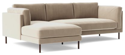An Image of Swoon Munich Velvet Left Hand Corner Sofa - Silver Grey