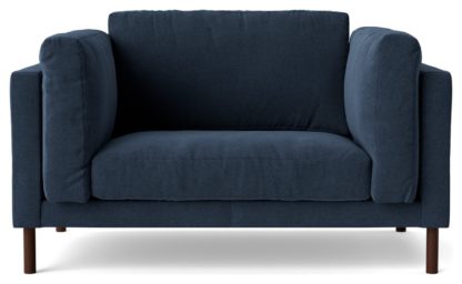 An Image of Swoon Munich Velvet Cuddle Chair - Ink Blue