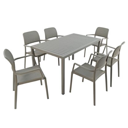 An Image of Cube Dining Table with 6 Bora Chair Set Anthracite Anthracite