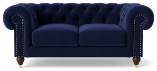 An Image of Swoon Winston Velvet 2 Seater Sofa - Ink Blue
