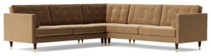 An Image of Swoon Porto Velvet 5 Seater Corner Sofa - Taupe