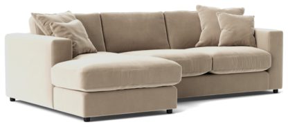 An Image of Swoon Althaea Velvet Left Hand Corner Sofa - Silver Grey