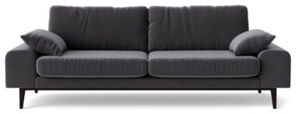 An Image of Swoon Tulum Velvet 3 Seater Sofa - Taupe