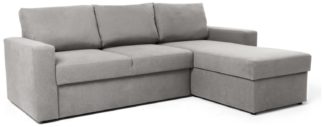 An Image of Argos Home Miller Fabric Corner Chaise Sofa Bed - Light Grey