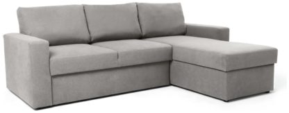482100776e1ba9fd400841d7b77c8ed1a566ce68d739e2dd1232674ed7a9e1a9.jpg An Image of Argos Home Miller Fabric Corner Chaise Sofa Bed - Light Grey
