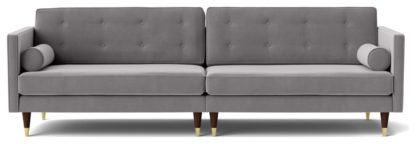 An Image of Swoon Porto Velvet 4 Seater Sofa - Taupe