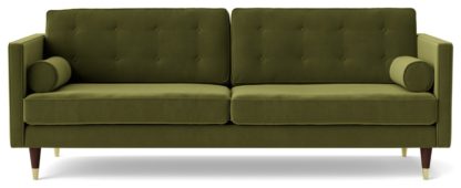 An Image of Swoon Porto Velvet 3 Seater Sofa - Taupe