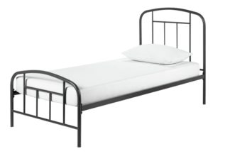 An Image of Habitat Pippa Single Metal Bed Frame - Dark Grey