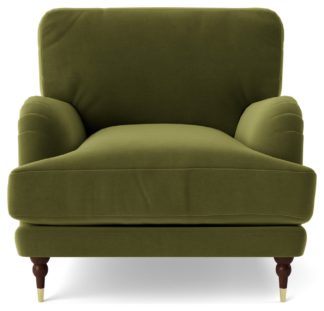 An Image of Swoon Charlbury Velvet Armchair - Fern Green