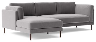 An Image of Swoon Munich Velvet Left Hand Corner Sofa - Silver Grey