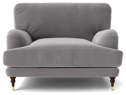 An Image of Swoon Charlbury Velvet Cuddle Chair - Granite Grey