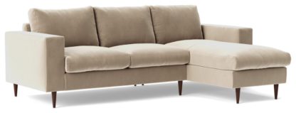 An Image of Swoon Evesham Velvet Right Hand Corner Sofa - Granite Grey