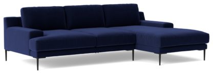 An Image of Swoon Almera Fabric Right Hand Corner Sofa - Indigo Blue